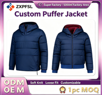 Veste d'hiver matelassée personnalisée pour homme, coupe-vent, chaude, avec capuche et demi-fermeture éclair, style pull, pour l'extérieur, vente en gros