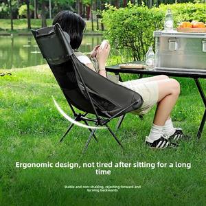 Chaise de camping pliante portable et respirante pour l'extérieur, chaise de plage, chaise pliante à pieds de grenouille, chaise de loisirs anti-affaissement - Product Image 6