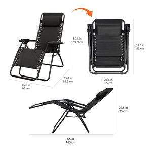 Modern Deluxe Outdoor Indoor Portable Chaise <b>Zero</b> <b>Gravity</b> Recliner Folding Beach Garden Patio <b>Chair</b> With Table Cup Holder - Product Image 2