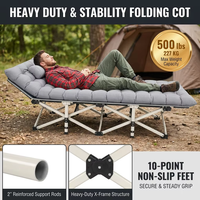 Lit de camping pliable portable en tissu Oxford avec tube en alliage d'aluminium, capacité de charge lourde de 200 kg (440 lb)