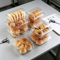 Contenitori per prodotti da forno in PET con coperchio a cerniera, multi-misura, robusti, trasparenti, per pane e pasticcini, personalizzabili con logo - Vendita all'ingrosso