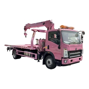 Nouveau camion de dépannage Sinotruk HOWO 4x2 diesel manuel à plateau avec grue de 4 tonnes, 12 tonnes de charge utile globale, norme nationale VI, pour le sauvetage routier - Product Image 1