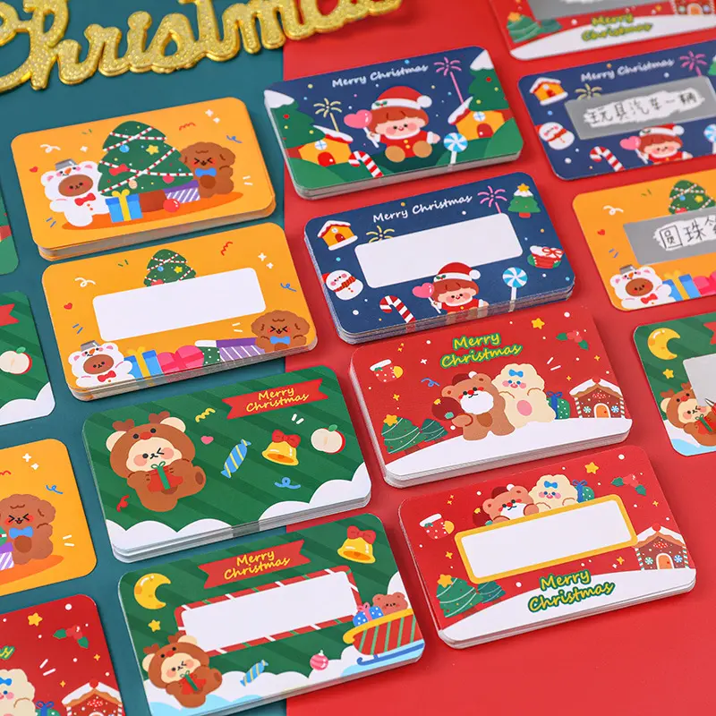 크리스마스 카드 만화 크리스마스 스크래치 카드 어린이 크리스마스 필기 대화 형 스크래치 카드