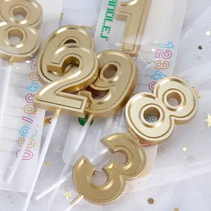 Gold Candle Number Birthday Cake decoration Candle Gold Plated 0 to 9 Baby Full Moon Party Candles