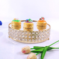 Support à gâteau professionnel en cristal doré européen, plateau de présentation de desserts, support à cupcakes pour mariage, banquet, fête, table
