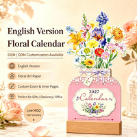 Calendrier de bureau vintage 2027 personnalisable, calendrier mural perpétuel 2027, papillon espagnol, chinois