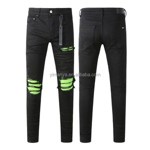American retro hiphop <strong>jeans</strong> European and American street hole patch trend personality <strong>skinny</strong> slim <strong>drip</strong> pants - Product Image 5