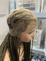 Perruque complète sans colle LD004, marron clair, style bohème, tresses à 3 brins, cheveux bouclés, pour femmes noires, confort naturel, légère