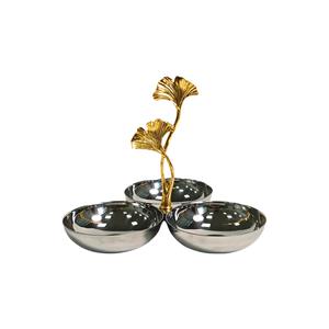 Plateau à collation multi-compartiments en acier inoxydable - Design élégant en forme de feuille de Ginkgo - Ensemble de mobilier de bar pour usage commercial - Product Image 6