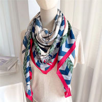 Écharpe triangulaire en soie 195x125xcm, double face soie-laine, chaude pour l'automne et l'hiver, châle pour femme, vente en gros OEM