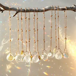 Healing đá quý tự nhiên pha lê suncatcher trang trí nội thất 12 hoàng đạo Aurora gió Chimes xe treo mặt trời Catcher cho món quà