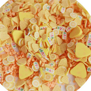 Tranches de pâte polymère à thème maison de poupée miniature, 500g/lot, fromage, fruits, gâteau, <span class=keywords><strong>dessert</strong></span>, mélange de paillettes en argile souple, garniture pour slime - Product Image 1