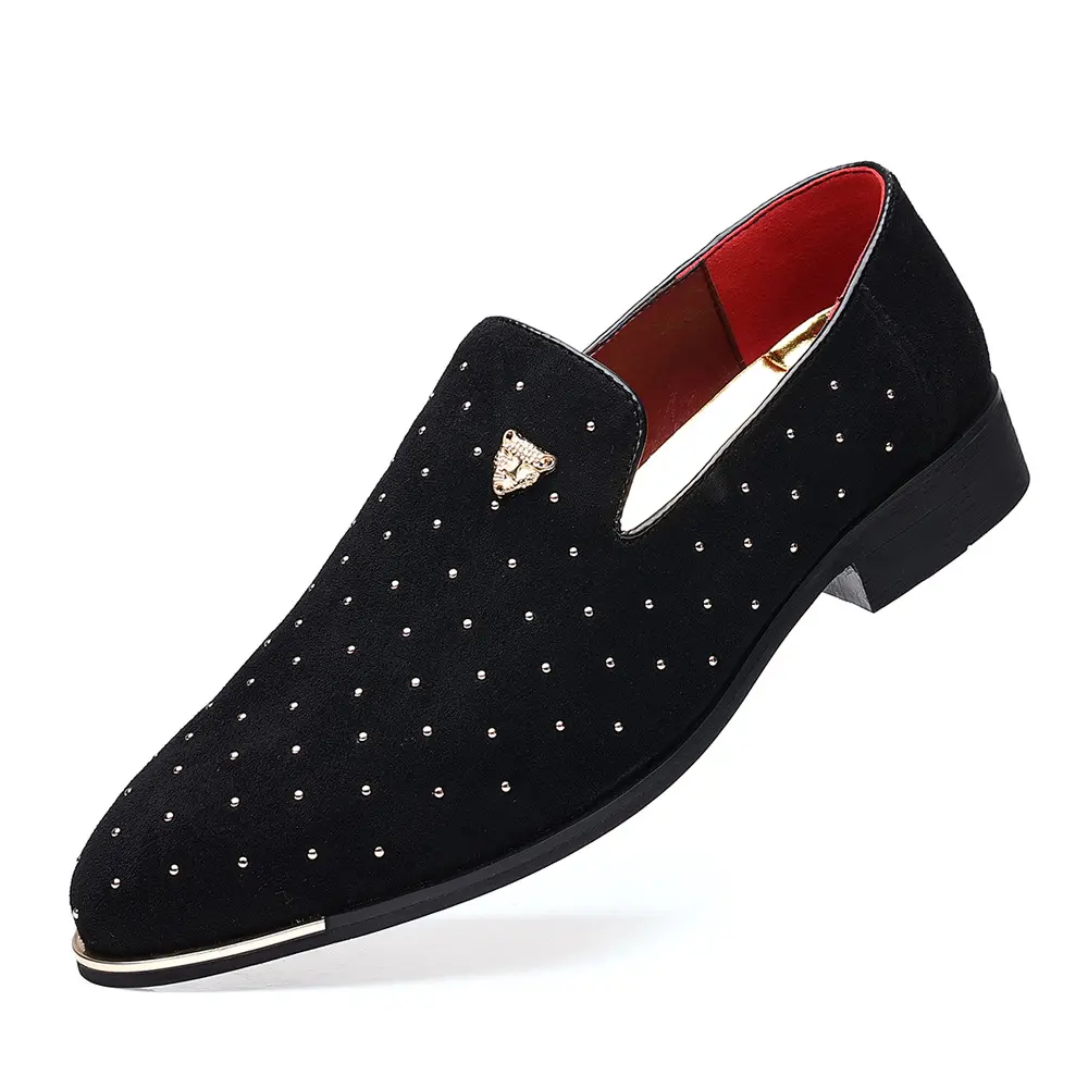 AMPLE New Arrival Man Shoes Design Office Black Velvet Loafers Slip-On Luxury Wedding Party Shoes
