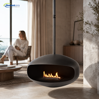Cheminée bioéthanol suspendue moderne pour plafond, pour décoration intérieure et extérieure, foyer en métal