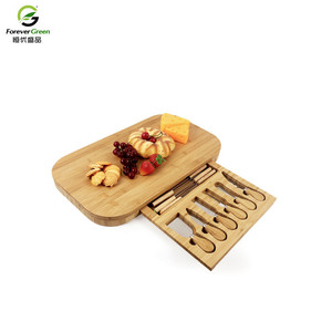 Tabla de queso de bambú Hengyoushengpin con juego de cuchillos y cajón para uso en la cocina - Product Image 3