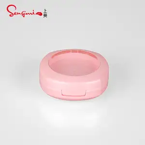 Petit conteneur compact rond rose personnalisé étui compact pour poudre pressée cosmétique compact avec miroir