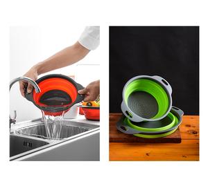 Doppels chich tiger faltbarer Kunststoff-Abfluss korb Kreative platzsparende Haushaltsgemüsefrucht-Wasch sieb Einziehbare <span class=keywords><strong>Pasta</strong></span> - Product Image 6