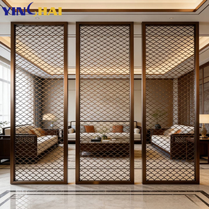 Paravent en acier inoxydable de haute qualité, style chinois ajouré, qui rehausse l'ambiance zen du salon au style chinois moderne - Product Image 5