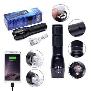 ไฟฉายแบบชาร์จไฟผ่าน USB อลูมิเนียมอัลลอยด์ LED ปรับความสว่างได้ แสงสว่างกลางแจ้ง - Product Image 1