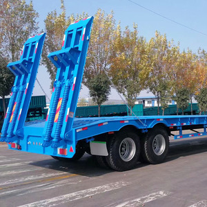 Semi-remorque à plateau bas en acier à 2 essieux, suspension mécanique, poutre principale en acier T700, capacité de charge de 30000 kg, transport de marchandises lourdes - Product Image 4