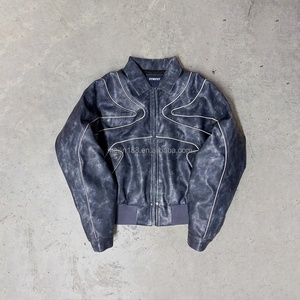 Veste en cuir vintage surdimensionnée personnalisée, fermeture éclair, réfléchissante 3M, pour l'hiver, fabricant de vestes en cuir de haute qualité - Product Image 1
