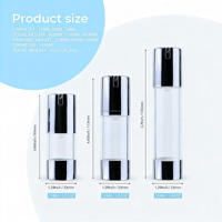 Botol Pompa Airless Silinder Plastik Perak 15ml 30ml 50ml untuk Serum Perawatan Kulit Krim Kosmetik Dispenser Ukuran Perjalanan