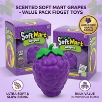 Squishies en forme de raisin violet surdimensionnés, très demandés, pour le soulagement du stress, en TPR, emballage en boîte, adaptés aux 6 ans et plus ; En stock