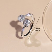 Bague de luxe pour femme, ajustable, en zircon, design torsadé à deux pierres, plaqué or 14 carats, bijoux en laiton, cadeau pour la Saint-Valentin
