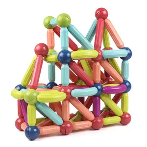 2022 New Montessori Baby Safety Magnet Blocks Building Set Magnetic Balls&rods Stem Colorful Magnetic Construction Toy