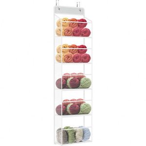 Organizador Colgante para Puerta con Compartimentos Transparentes, Almacenamiento para Ovnis de Hilo y Ganchos de Crochet - Product Image 5