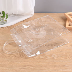 Sac transparent en PVC pour boissons de vin <span class=keywords><strong>rouge</strong></span>, sachet d'emballage portable personnalisé de cosmétiques, exquis de cadeau avec boutons, unités - Product Image 3