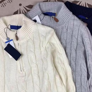 Maglione Invernale da <span class=keywords><strong>Uomo</strong></span> con Collo Alto, Design di <span class=keywords><strong>Marca</strong></span> con Logo Ricamato, Maglione con Zip a un Quarto - Product Image 1