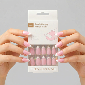<span class=keywords><strong>Uñas</strong></span> Postizas Francesas Cortas de Color <span class=keywords><strong>Natural</strong></span>, 30 Piezas, Marca Privada, Alta Calidad, Reutilizables, Acrílicas, Venta al Por Mayor de Fábrica - Product Image 4