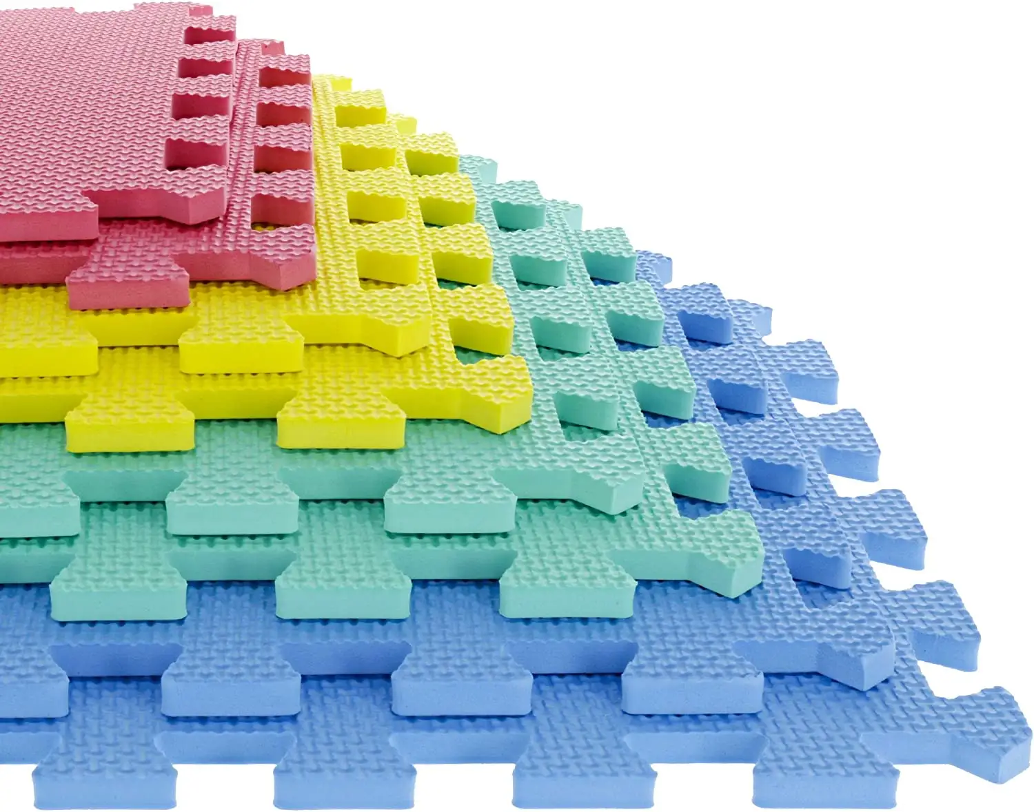 Multi-Colored Foam Flooring Tiles Interlocking EVA Foam Padding Non-Toxic Play Mat for Toddlers, Babies, or Kids