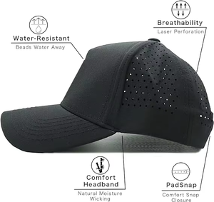 लेजर कट छेद छिद्रित टोपी कस्टम पुरुषों उच्च गुणवत्ता 6 पैनल रबर लोगो खेल हाट वाटरप्रूफ टोपी - Product Image 2