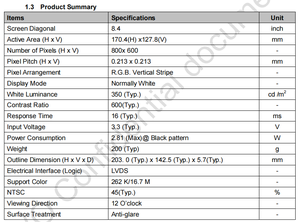 IVO M084GNS1 R1 8.4 LCM OEM TFT IPS <strong>LCD</strong> <strong>Display</strong> <strong>Module</strong> 800X600 LVDS Interface Industrial <strong>Control</strong> Screen Optional Touch Panel - Product Image 3
