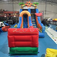 Toboggan gonflable coloré avec thème pastèque et palmier pour enfants toboggan gonflable extérieur amusant pour jardin et aire de jeux