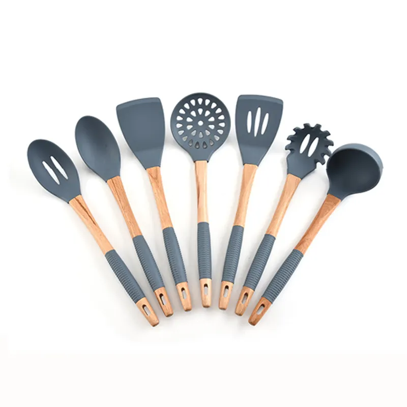 Custom Kitchen heat-resisting Cooking Utensils Silicone Cooking Spoon Suit Egg Beater Silicone Kitchenware Set