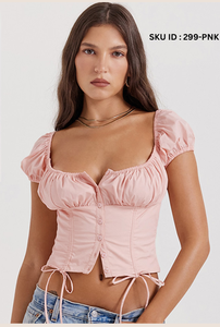 Top Corset de Georgette con Estampado Floral para Mujer, Ligero, Cómodo, Elegante, Informal, para Salir, Fiestas, Viajes o Uso Diario - Product Image 3