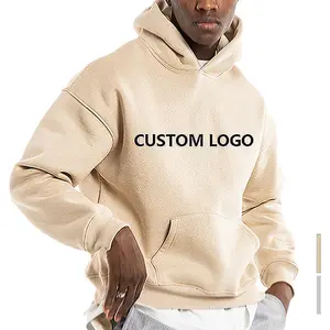 Felpa con cappuccio oversize ricamata in spugna francese con Logo personalizzato pesante in bianco 100% cotone pesante da uomo