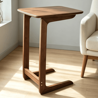 Table d'appoint mobile en bois de noyer noir, style minimaliste moderne, mini table basse, rangement pour collations, bureau d'ordinateur en forme de C, table de chevet