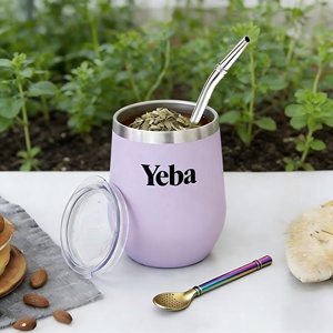 Taza de Yerba Mate Marca Yeba, 12oz, Acero Inoxidable 304, Termo Aislado al Vacío con Pajita, Venta al Por Mayor, Personalizable - Product Image 1