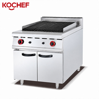 Matériel de cuisine professionnel en acier inoxydable certifié CE, alimentation électrique, gril à pierres volcaniques au gaz, armoire de barbecue