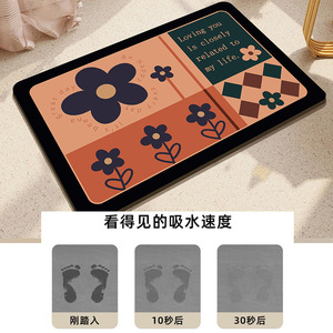 Alfombra de Baño de Tierra de Diatomeas con Diseño Floral, Rectangular, Antideslizante y Absorbente para Baño, Cocina, Inodoro y Uso Doméstico - Product Image 3