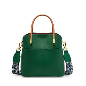 Sac seau en cuir véritable pour femme tendance, 21,5x21x11 cm, fermeture à glissière, bandoulière amovible, toutes saisons, portable - Product Image 1