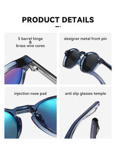 Gafas de Sol Redondas de Acetato para Uso Diario con Remaches de Flecha, Protección UV400, Estilo Retro Vintage Clásico de Lujo - Product Image 2