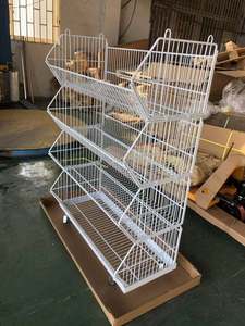 Panier à provisions empilé en fil métallique avec roues et roulettes style mobile pour la promotion et l'affichage - Product Image 2