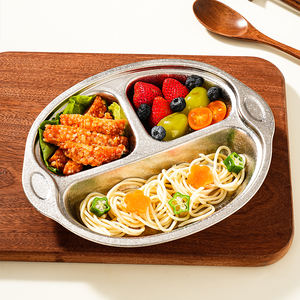 จานอาหารไทเทเนียมแท้ แบ่งช่อง ป้องกันการตกแตก สำหรับลดน้ำหนัก ลายการ์ตูน รูปทรงสี่เหลี่ยมผืนผ้า สไตล์โมเดิร์น ใช้กับเครื่องล้างจานได้ - Product Image 4