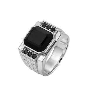Anello da uomo <span class=keywords><strong>ottomano</strong></span> <span class=keywords><strong>turco</strong></span> argento 925 grande quadrato nero agata Hip Hop anello gioiello resistente - Product Image 1