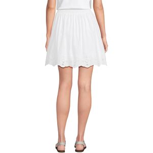 FOXA Women's Poplin Eyelet Mini <b>Skirt</b> <b>Elastic</b> Waist 100% Cotton Breathable Hollow Out Design - Product Image 2
